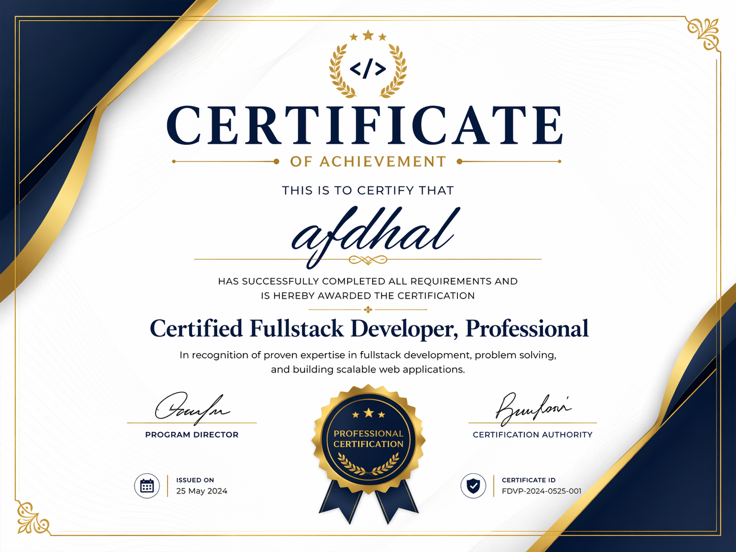 Certified Fullstack Developer