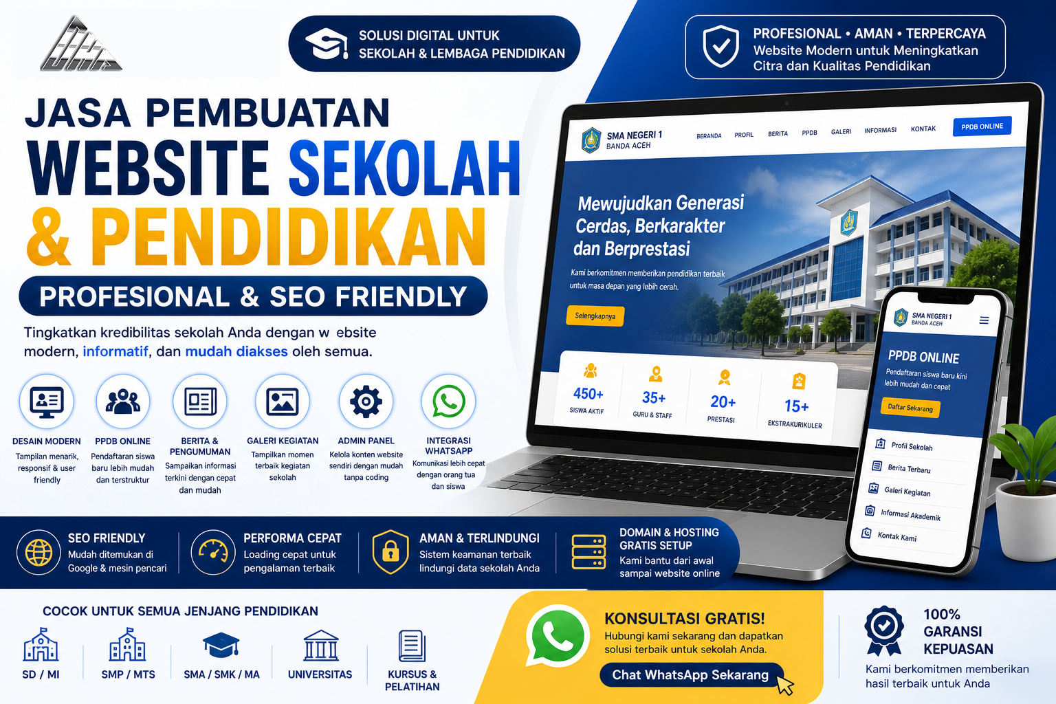Jasa Pembuatan Website Sekolah & Pendidikan Profesional SEO Friendly