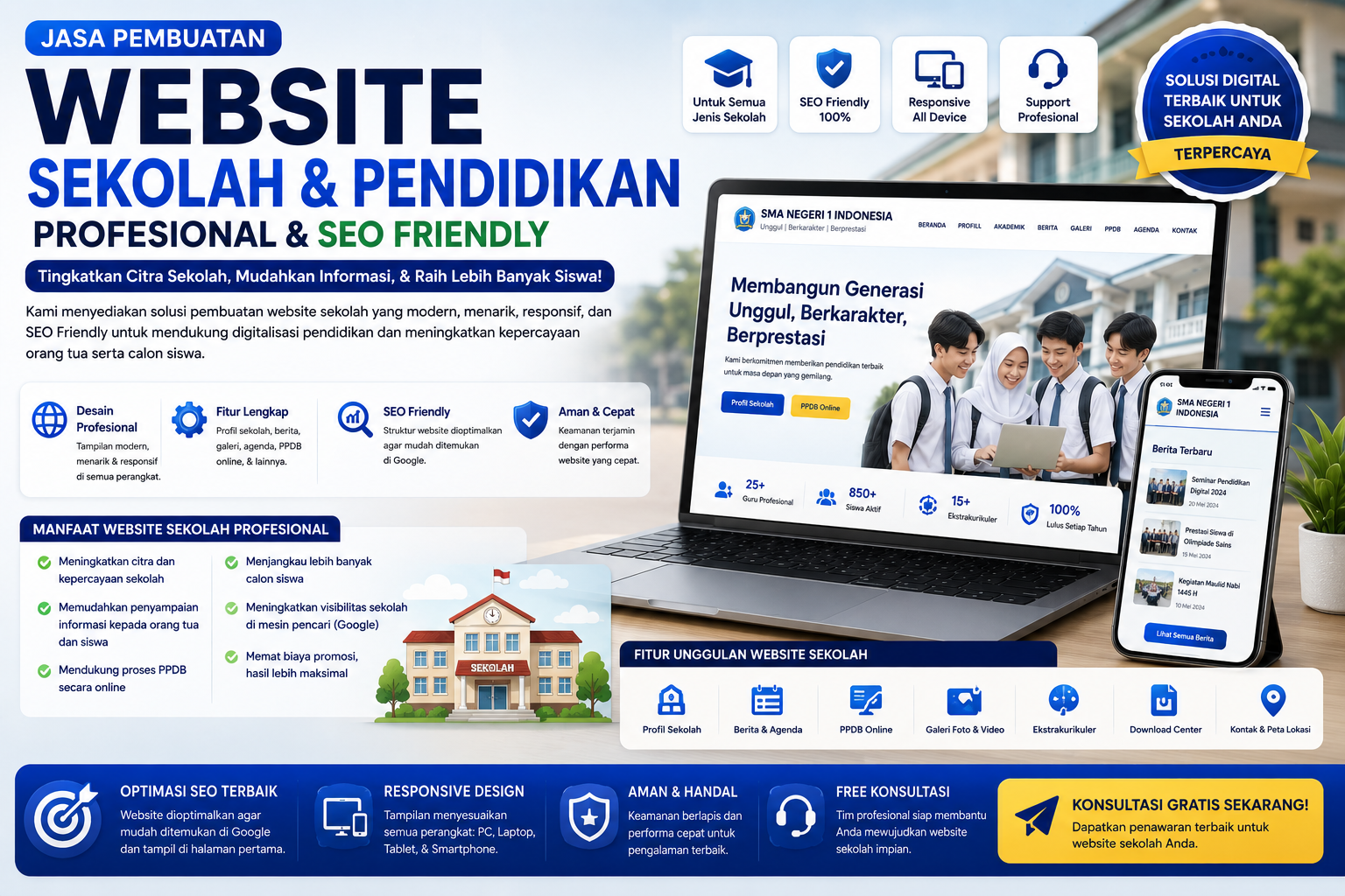 Jasa Pembuatan Website Sekolah & Pendidikan Profesional SEO Friendly